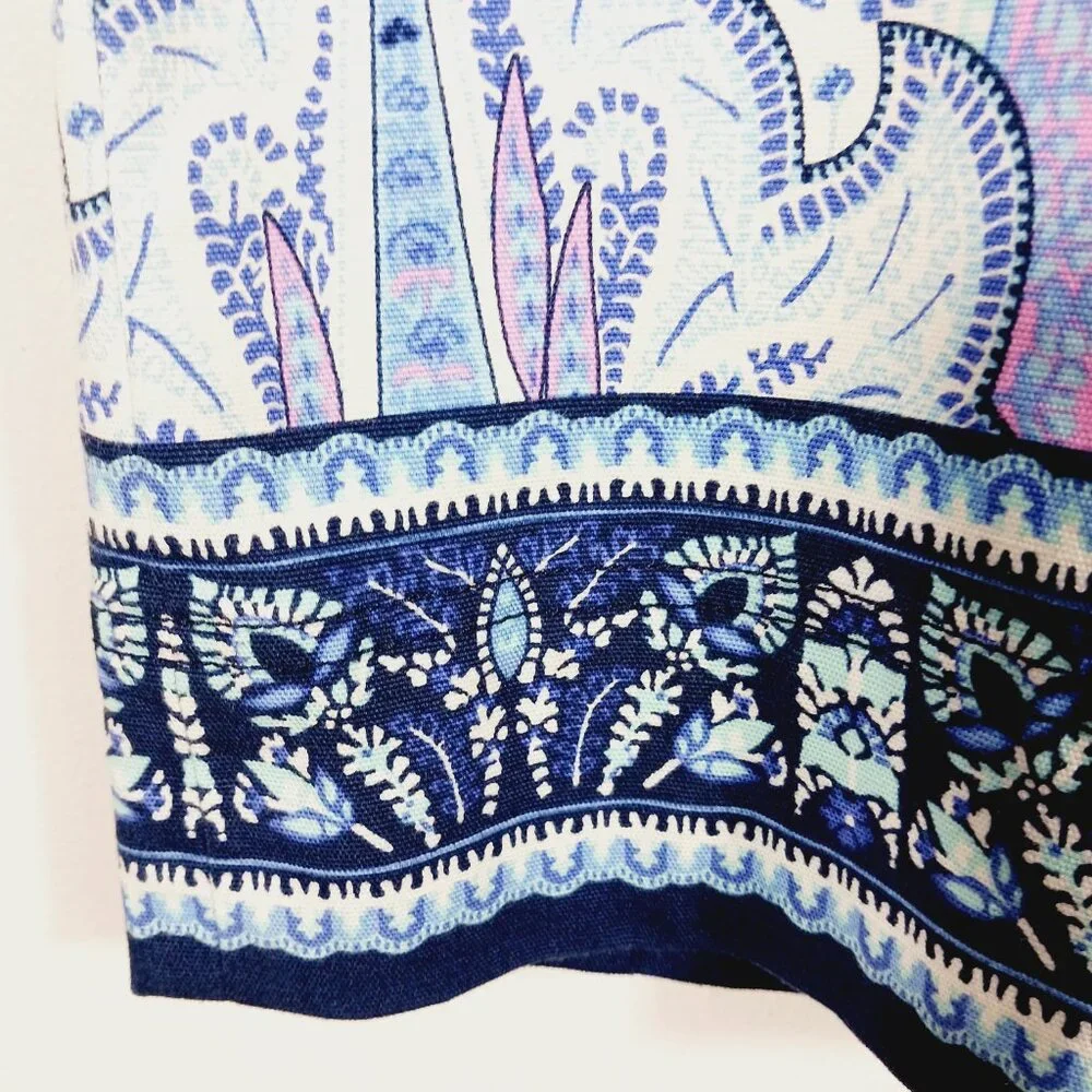 Talbots, Size 10 Blue Print Skirt, Very Flattering Classic Style Side Zip, Lined
